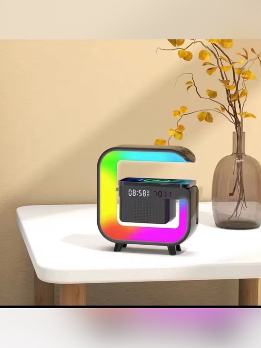 Modern RGB LED Table Lamp with Digital Clock Speaker